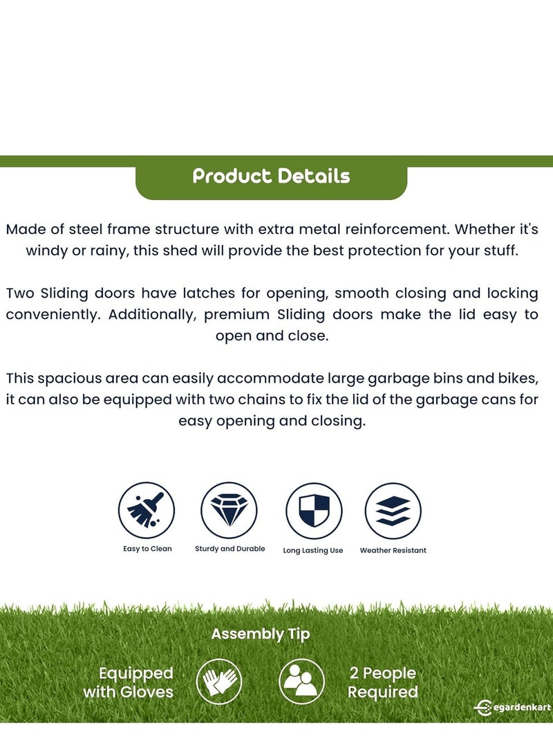 Egardenkart Outdoor Storage Shed Metal - Extralarge 8.5x6.8 Ft Light Grey | Garden Shed with Sliding Double Door | Outdoor Storage Cabinet for Garden... - Image 5